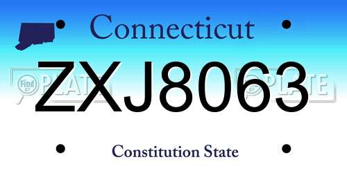 ZXJ8063 Connecticut License Plate