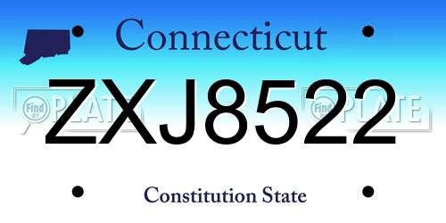 ZXJ8522 Connecticut License Plate
