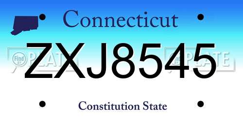 ZXJ8545 Connecticut License Plate