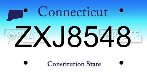ZXJ8548 Connecticut License Plate