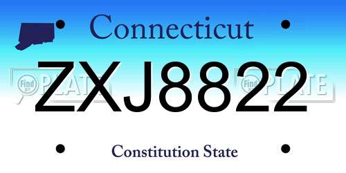 ZXJ8822 Connecticut License Plate