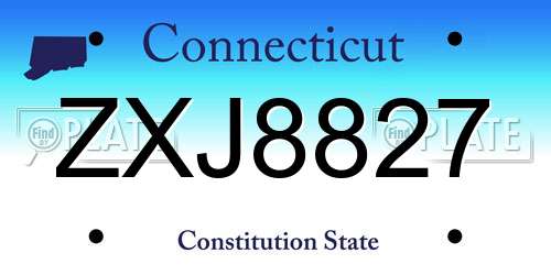 ZXJ8827 Connecticut License Plate