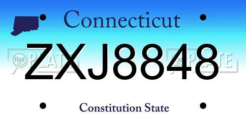 ZXJ8848 Connecticut License Plate