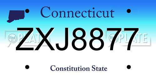 ZXJ8877 Connecticut License Plate