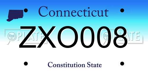 ZXO008 Connecticut License Plate