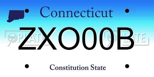 ZXO00B Connecticut License Plate