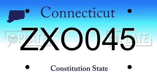 ZXO045 Connecticut License Plate