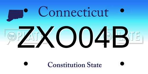 ZXO04B Connecticut License Plate