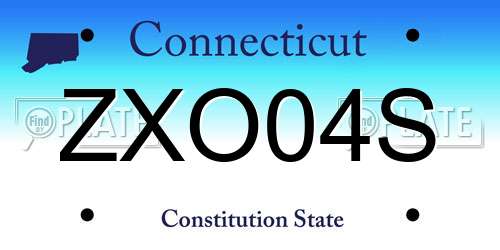 ZXO04S Connecticut License Plate