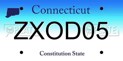 ZXOD05 Connecticut License Plate