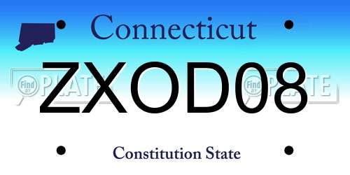 ZXOD08 Connecticut License Plate