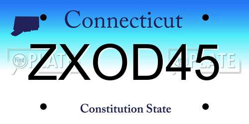 ZXOD45 Connecticut License Plate