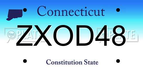 ZXOD48 Connecticut License Plate