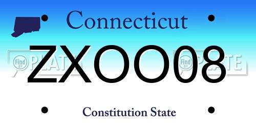 ZXOO08 Connecticut License Plate