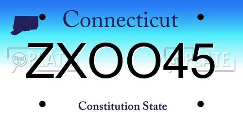 ZXOO45 Connecticut License Plate