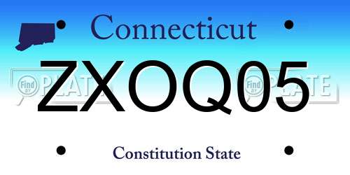 ZXOQ05 Connecticut License Plate