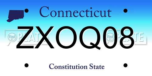 ZXOQ08 Connecticut License Plate