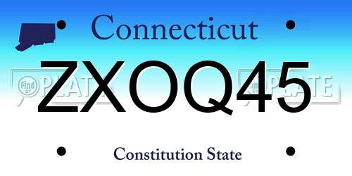 ZXOQ45 Connecticut License Plate