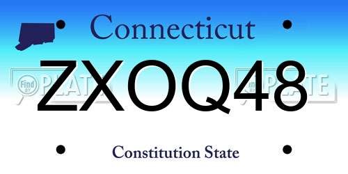 ZXOQ48 Connecticut License Plate