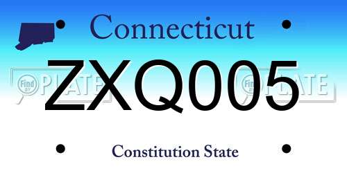 ZXQ005 Connecticut License Plate