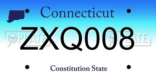 ZXQ008 Connecticut License Plate