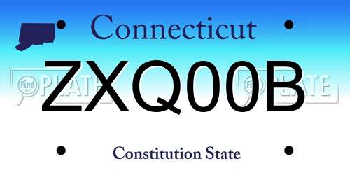 ZXQ00B Connecticut License Plate