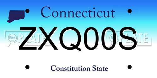 ZXQ00S Connecticut License Plate