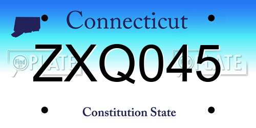 ZXQ045 Connecticut License Plate