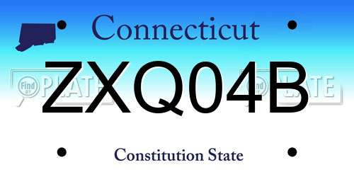 ZXQ04B Connecticut License Plate