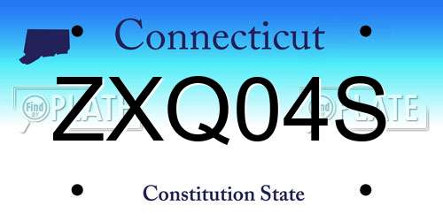 ZXQ04S Connecticut License Plate