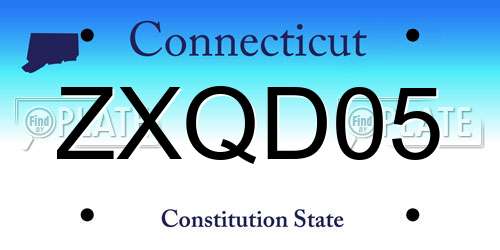 ZXQD05 Connecticut License Plate