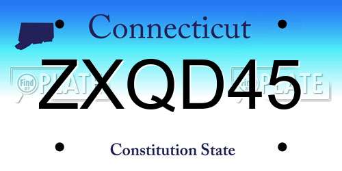 ZXQD45 Connecticut License Plate