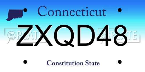 ZXQD48 Connecticut License Plate