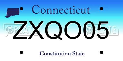 ZXQO05 Connecticut License Plate