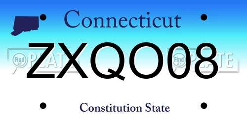 ZXQO08 Connecticut License Plate