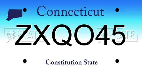 ZXQO45 Connecticut License Plate