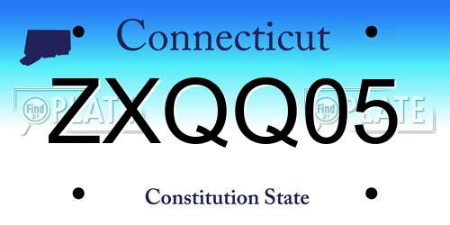 ZXQQ05 Connecticut License Plate
