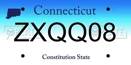 ZXQQ08 Connecticut License Plate