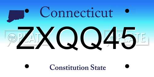 ZXQQ45 Connecticut License Plate
