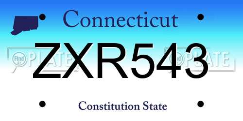 ZXR543 Connecticut License Plate
