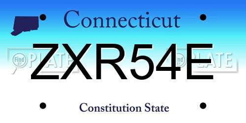 ZXR54E Connecticut License Plate