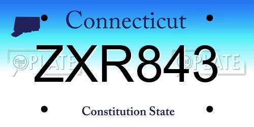 ZXR843 Connecticut License Plate