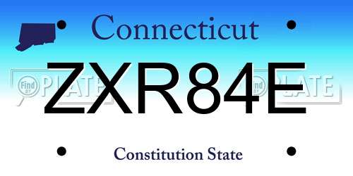 ZXR84E Connecticut License Plate