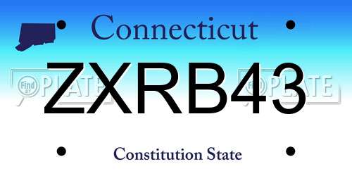 ZXRB43 Connecticut License Plate