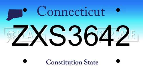 ZXS3642 Connecticut License Plate