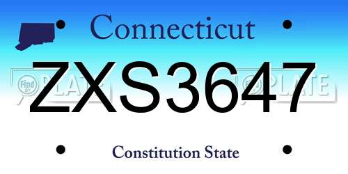 ZXS3647 Connecticut License Plate