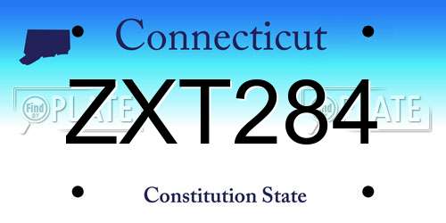 ZXT284 Connecticut License Plate