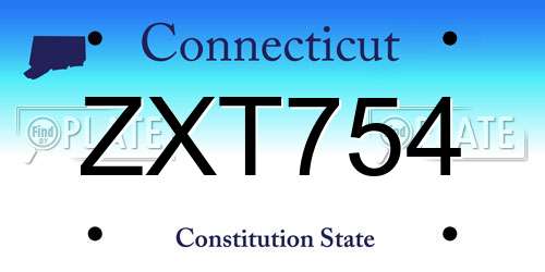 ZXT754 Connecticut License Plate