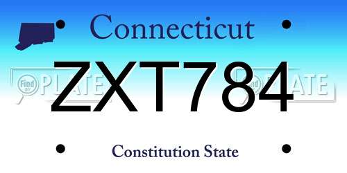 ZXT784 Connecticut License Plate