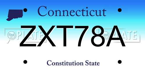 ZXT78A Connecticut License Plate